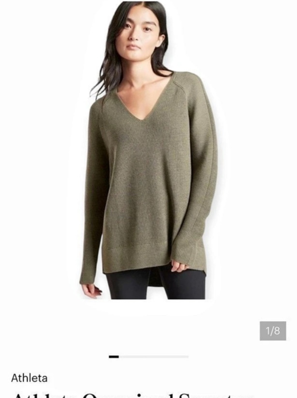 Athleta Hanover V-Neck Sweater Green Large
